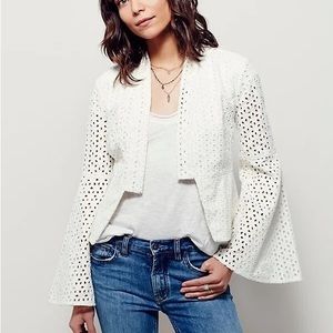 Free People Circle Bell Sleeve Eyelet Jacket
